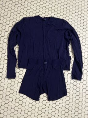 SKIMS Deep Purple Long Sleeve Top & Biker Short Set